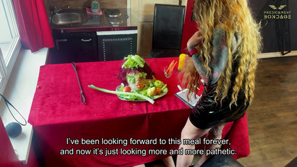 Humiliating the Powerless Slave at the Dining Table (223)