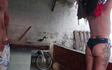 The Waitress Came with These Short, Tight-fitting Denim Shorts to Tease Me