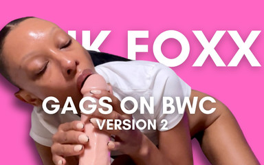 Pink Foxx Gags on Big White Dildo Version 2