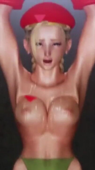 Cammy from street fighter on a yoga ball