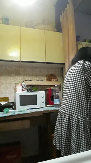 Housewife in the Kitchen with Brush in Pussy