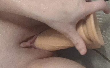 Petite Brunette Fucks Herself with Monstrous 8inch Dildo