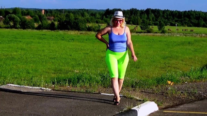 Yellow Leggings - Big Ass Walk on Road