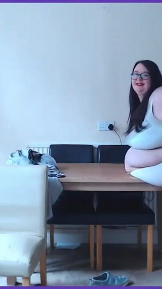 White thong & bra in kitchen ssbbw