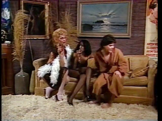 Guy fucks blondes pussy from behind and she licks ebony's pussy