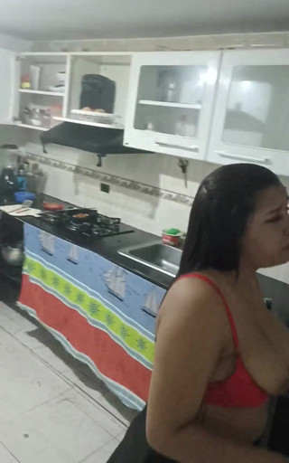 My Wife Cooks Sausages and Hallacas for Me Because I'm Very Hungry and While You See How She's Naked, She Loves to Cook Like Tha