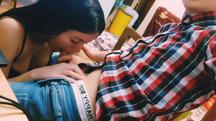 Hot Babe Is Sucking Boyfriend's Dick While He's Playing Video Games