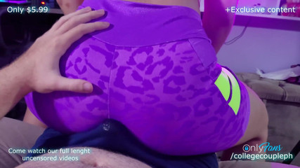 Assjob in Leggings, Then Made Him Cum His Boxers with a Handjob and Licking His Balls