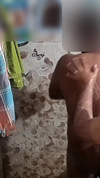 Indian Husband & Wife Bathing Together Naked in Bathroom