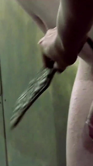 Blonde femdom pegging her slave while he is tied up