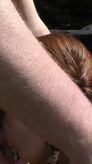 Thick with huge tits fucked by swingers outdoors!