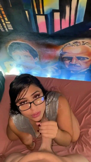 While the husband at work, horny brunette fucks his stepbrother