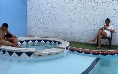 I Take My Wife to the Pool and Gets Neglected With Her Cellphone so I Fuck Her Stepsister in Her Nose