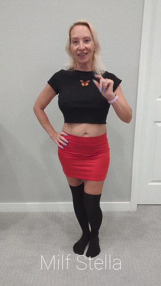 Black Thigh High Socks & Red Mini Skirt