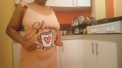 My Big Ass Busty Stepmom in the Kitchen Masturbating with Her Fingers