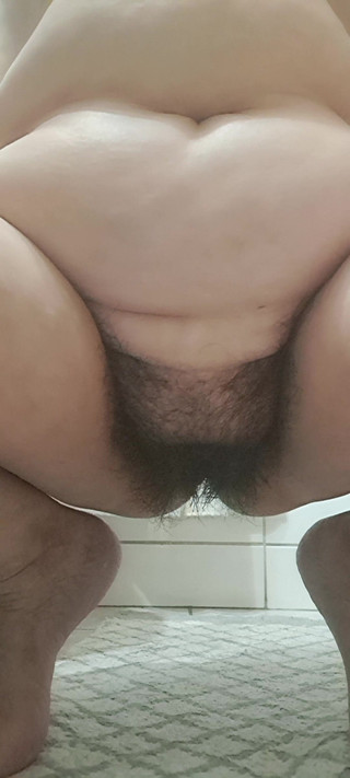 Bottom View of Hairy Pussy