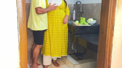 Neighbors Fuck New Wife While Cutting Vegetables in Kitchen