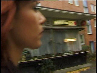 Outdoors interview with sexy babe