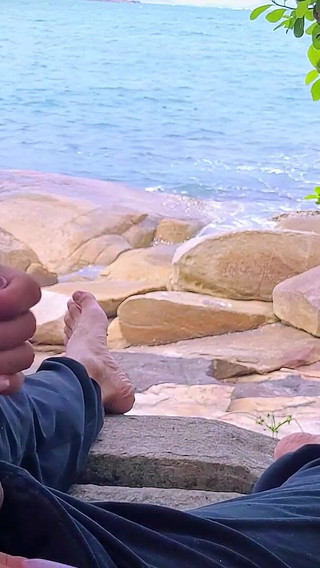 Handjob Surprise Ejaculation on the Beach